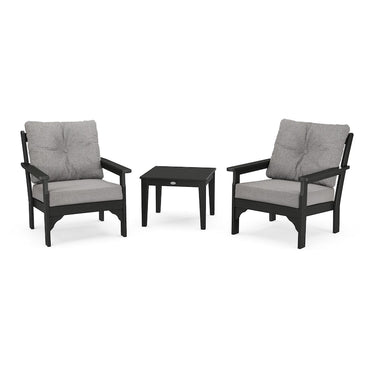 POLYWOOD Vineyard 3-Piece Deep Seating Set - Black / Grey Mist